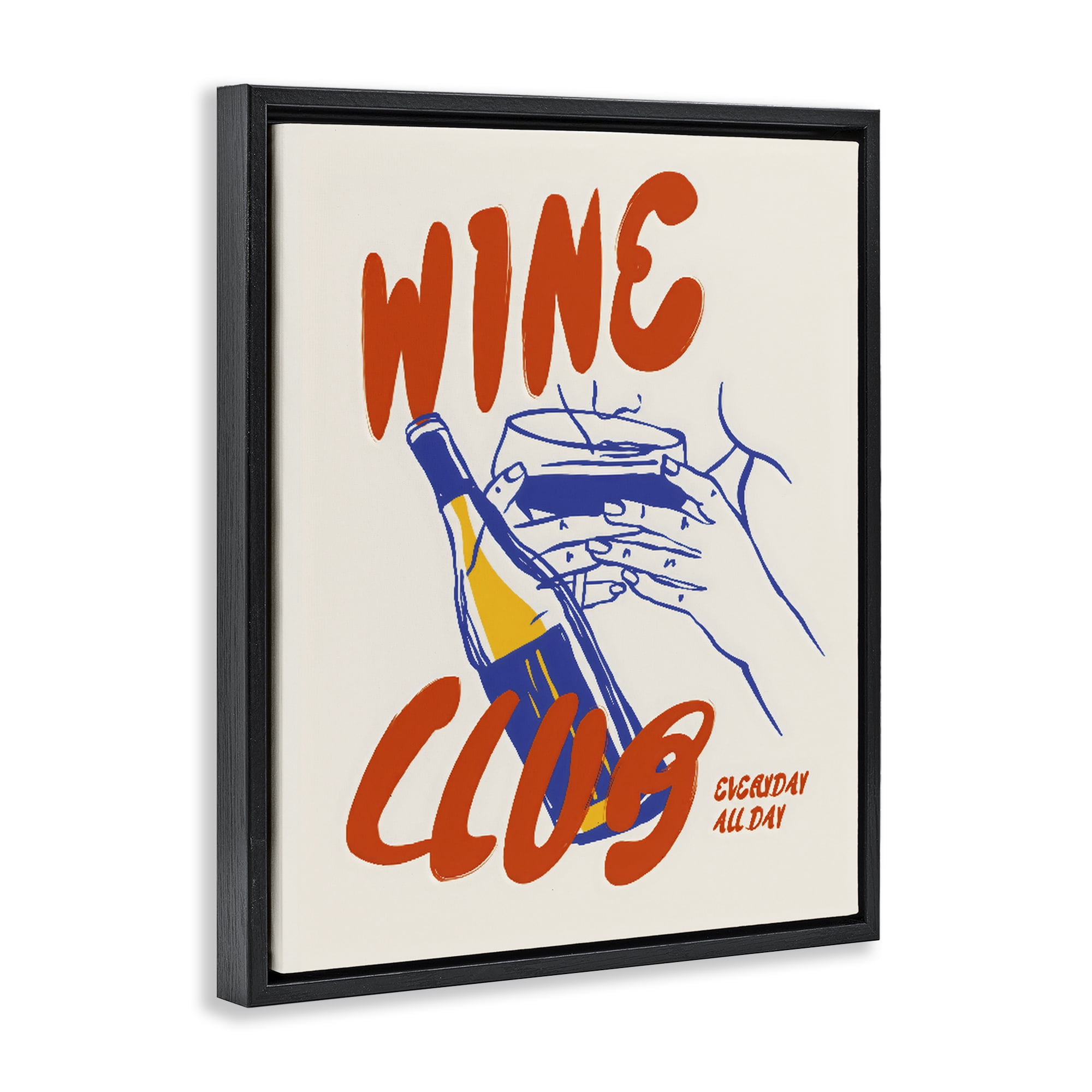 Stupell Industries Wine Club Every Day Black Framed Floater Canvas Wall Art, design by The Prints Vibe