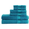 Mainstays 6-Piece Towel Set, Aqua Blue