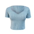 thumbnail image 4 of Tittly T Shirts for Women Tshirts Shirts Womens Short Sleeve Summer Tops Sweetheart Neckline Crop Top Basic Slim Fit Shirt Casual T Shirt 2025 Fashion Going Out Tops Summer Tops Blue XL, 4 of 4