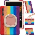 thumbnail image 1 of Dteck Samsung Galaxy Tab S8 Ultra Case 14.6 inch 2022 with Ring Stand, Heavy Duty 360 Rotating Multi-Functional Grip Stand Rugged Shockproof Fully-Body Rugged Cover, Rainbow Red, 1 of 8