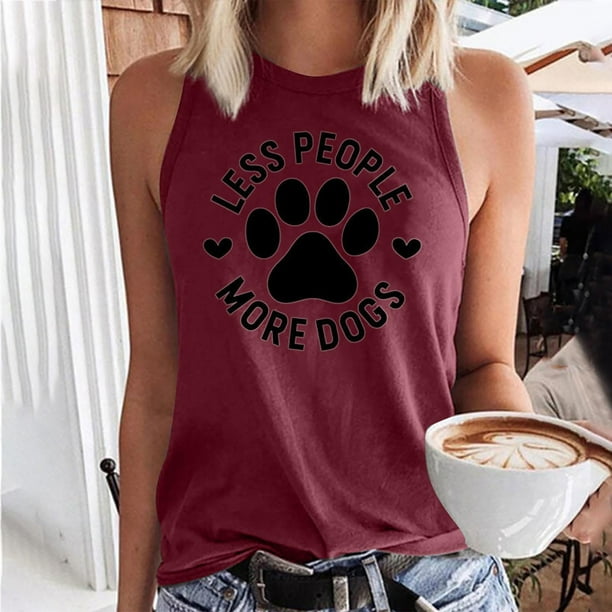 lcziwo Summer Tank Tops for Women 2024,Womens Dog Paw Print Letter T Shirt  Gift for Mom - Gift Paw Lover Tank Top for Dad Tank Top Athletic Workout