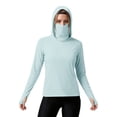 thumbnail image 5 of HappyYEE Women’s Upf 5+ Sun Shirts with Hooded Long Sleeve Thumb Sleeve Rash Guard Summer Outdoor Sun Protection Top with Face Mask Green-b XXL, 5 of 6