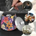 thumbnail image 4 of Yayeee Ashtray with Lid for Cigarette Smokeless Stainless Steel Home Ash Holder, Colorful Painted Flowers Pattern, 4 of 7