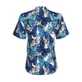 thumbnail image 3 of Uemuo Blue and White Butterflies Printed Women's Classic V-Neck T-Shirt - Soft, Breathable, Moisture-Wicking, Perfect for Casual, Office, Travel, and Everyday Wear-Medium, 3 of 5
