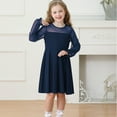 thumbnail image 5 of XEGLSBU Girls Dresses 4T Girls Lace Long Sleeve Solid Color Cute Dress for Ages 6 15 Dresses for Girls 10-12 Navy Size 6-7 Years, 5 of 9