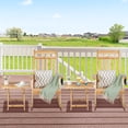 thumbnail image 2 of Costway 4PCS Patio Wooden Rocking Chair Bistro Set High Backrest with Folding Side Table Natural, 2 of 8