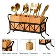 thumbnail image 3 of Waterproof Wooden Flatware Caddy Silverware Holder, Acacia Wood Utensil Holder with 3 Detachable Compartments & Handles, Fork Spoon Knife Organizer for Party BBQ, 3 of 8