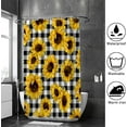 thumbnail image 5 of Yellow Sunflower Shower Curtain with Hooks Buffalo Check Waterproof Polyester Bath Curtain Sets for Shower Bathroom Decor, Black and White 72 x 72 in, 5 of 6