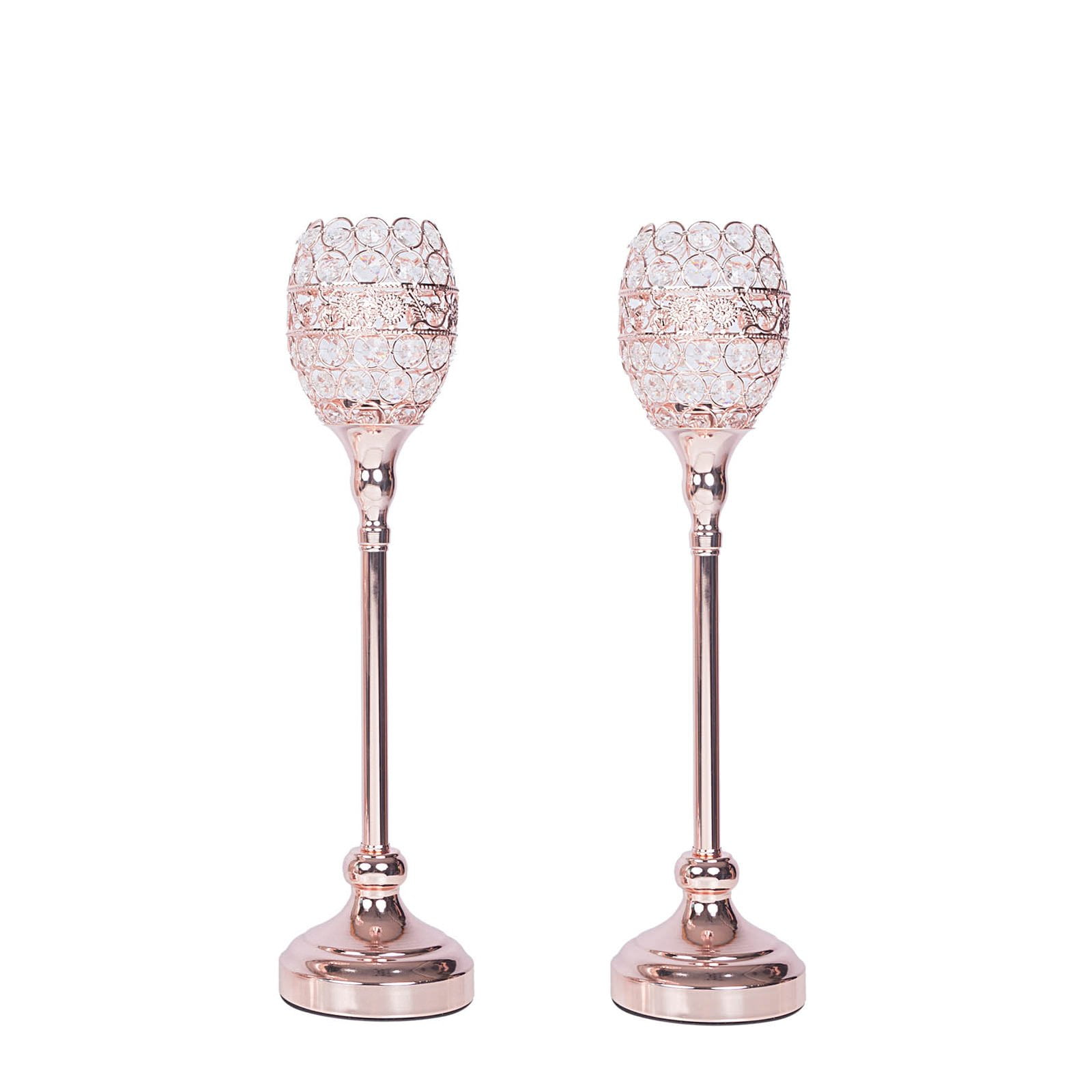 BalsaCircle 2 pcs 18" tall Faux Crystal Beaded Candle Holders Walmart