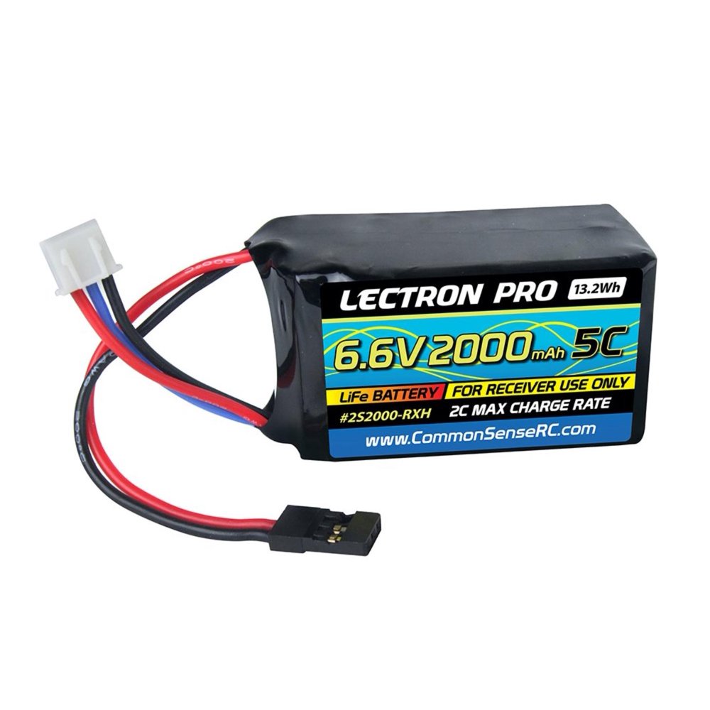 Lectron Pro 6.6V 2000mAh 5C Life Receiver Hump Pack Battery with Servo