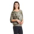 thumbnail image 4 of Made by Johnny Women's Tie Dye Scoop Neck Half Sleeve Batwing Dolman Top M OLIVE, 4 of 6