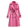 thumbnail image 2 of Long Trench Coat for Women 2025 Long Sleeve Double Breasted Notched Lapel Classic Overcoat with Belt Outerwear, 2 of 4