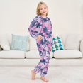 thumbnail image 6 of Fluffy Pajamas Set Fuzzy Winter Warm Pj Sets Pullover Tops and Long Pants Navy Blue Palm Tree X-Small, 6 of 8
