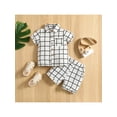 thumbnail image 3 of Baby Toddler Boy 2 Pcs Outfit Suit 6M 12M 18M 24M 3Y Contrast Color Plaid Lapel Short Sleeve Buttons Shirt Tops with Shorts, 3 of 10
