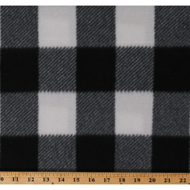 Geboorte geven appel wereld Fleece Plaid Black and White Checks Checkered Squares Plaids Fleece Fabric  Print by the Yard (8142M-12C) - Walmart.com