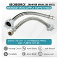 thumbnail image 3 of Toilet Connector - Braided Stainless Steel Toilet Hose with 1/2 inch FIP x 7/8 Female Ballcock Thread - Water Supply Line - Easy Installation (Pack of 10, 12 Inch Long), 3 of 4
