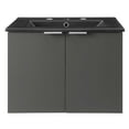 thumbnail image 3 of Sink Vanity Cabinet, Wall Mounted, Melamine, Grey Gray Black, Modern Contemporary Urban Design, Hotel Bedroom Bathroom Master Suite Guest, 3 of 10