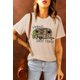 thumbnail image 1 of ABPHQTO Camiseta estampada con estampado de coche de leopardo caqui Sweet Home para mujer, 1 of 5