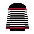 thumbnail image 5 of Long Sleeve T Shirt Fashion Casual Striped Tops for Women Crew Neck Slim Fitted Going Out Tops Y2K Outfits 2025 Watermelon Red XL, 5 of 5