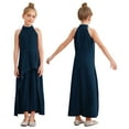 thumbnail image 1 of Mufeng Combinaison Short pour Fille Robe Décontractée Combinaison Sans Manches Pantalon Évasé Pattes d'Éléphant Jupe Asymétrique Bleu Marine 14, 1 of 4