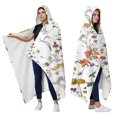 thumbnail image 2 of Wearable Blanket,Pioneer Flower Floral Print Pattern Hooded Wearable Flannel Blanket for Adults & Teens,Winter Poncho Shawl Wrap Cape Cozy Anti-Pill,60"x80", 2 of 5