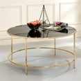 thumbnail image 2 of Bowery Hill Table Basse Ronde Contemporaine à Dessus en Verre, Or, 2 of 5