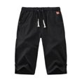 thumbnail image 2 of Men's Summer Linen-Style Capri Pants Elastic Waist Casual 3/4 Trousers Plus Size, 2 of 3