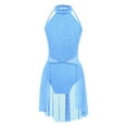 thumbnail image 2 of YONGHS Kids Girls Lyrical Dance Dress Sleeveless Figure Ice Skating Leoatrd Dancewear Light Blue 10, 2 of 5