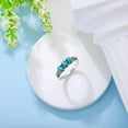 thumbnail image 2 of Real Turquoise Rings 925 Sterling Silver Genuine Turquoise 3 Stone Ring Vintage Southwestern Jewelry Gifts for Women, 2 of 7