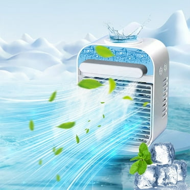 SDJMa Portable Air Conditioners Rechargeable, Misting fan, 3 Speed Mini USB Table Fan Mini Personal Air Conditioner for Bedroom, Office