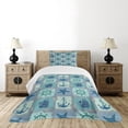 thumbnail image 4 of Ambesonne Anchor Quilted Bedspread Set 2 Pcs, Ships Wheel Turquoise, Twin Size, Turquoise Navy, 4 of 5