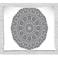 thumbnail image 1 of Mandala Decor Tapestry, Rounded Indian Spiritual Motif with Symmetrical Flower Petal Features Print, Wall Hanging for Bedroom Living Room Dorm Decor, 80W X 60L Inches, Black White, by Ambesonne, 1 of 1