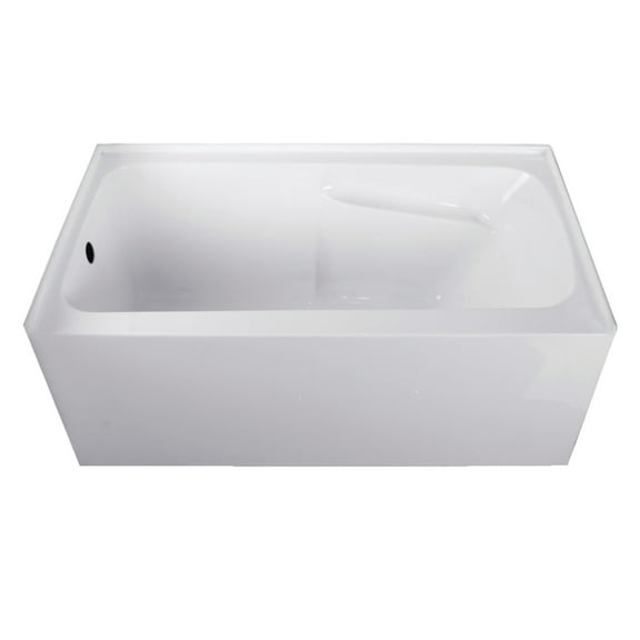 Aqua Eden VTAP543023L 54-Inch Acrylic Rectangular 3-Wall Alcove Tub with Arm Rest and Left Hand Drain Hole in Glossy White