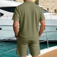thumbnail image 4 of HBGVBA Men Print Short Sleeve 1 4 Zip Collared Top Drawstring Elastic Waist Casual Shorts Set, 4 of 5