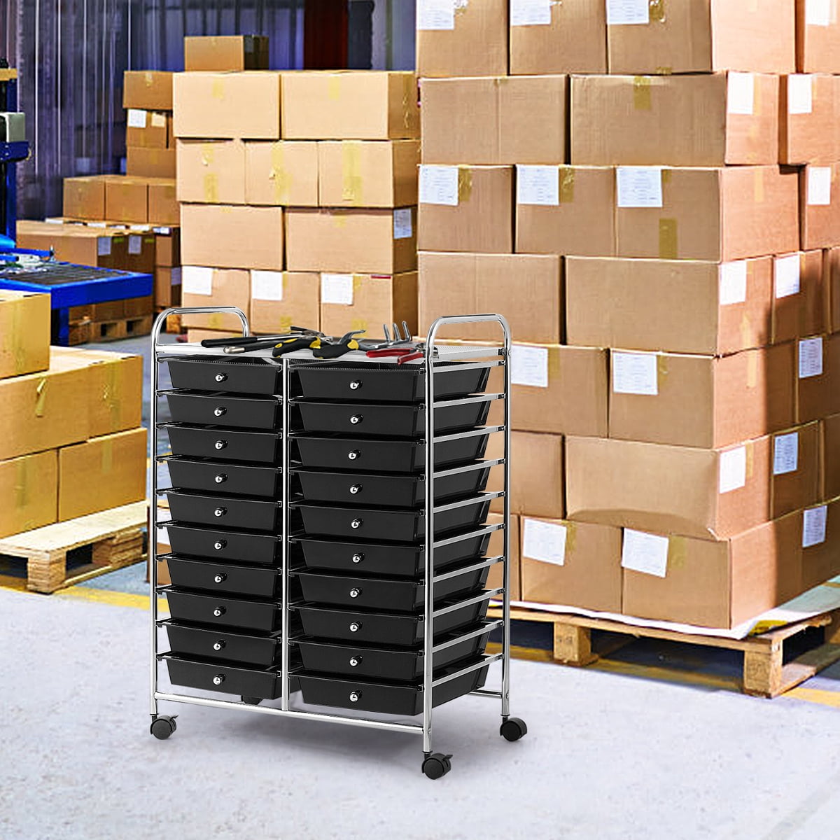 Costway 20 Drawers Rolling Cart Storage Scrapbook Paper Studio Organizer Bins Black