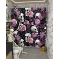 thumbnail image 5 of Shower Curtains for Bathroom-72"x84",Vintage Scary Skull Bone Flower Waterproof Bath Curtain Grommet Shower Curtain Set with Hooks,Halloween Pink Floral Washable Bath Accessories, 5 of 6