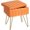 Orange, variant on Vanity Stool Chair Faux Fur with Storage, 15.7"L x 11.8"W x 19.4"H Soft Ottoman 4 Metal Legs with Anti-Slip Feet, Furry Padded Seat, Modern Multifunctional Chairs for Makeup, Bedroom White