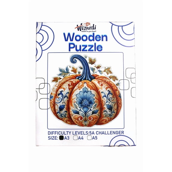 Wizardi Jigsaw Wooden Puzzle - Ornate Pumpkin F07N9-37