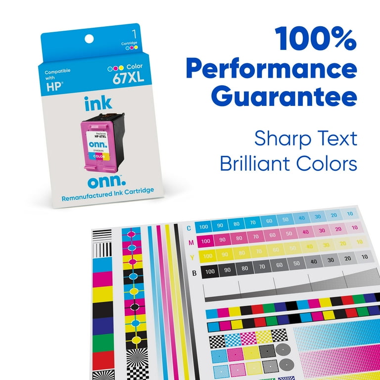 Onn+ HP 67XL Tri-Color High Yield Remanufactured Ink Cartridge for