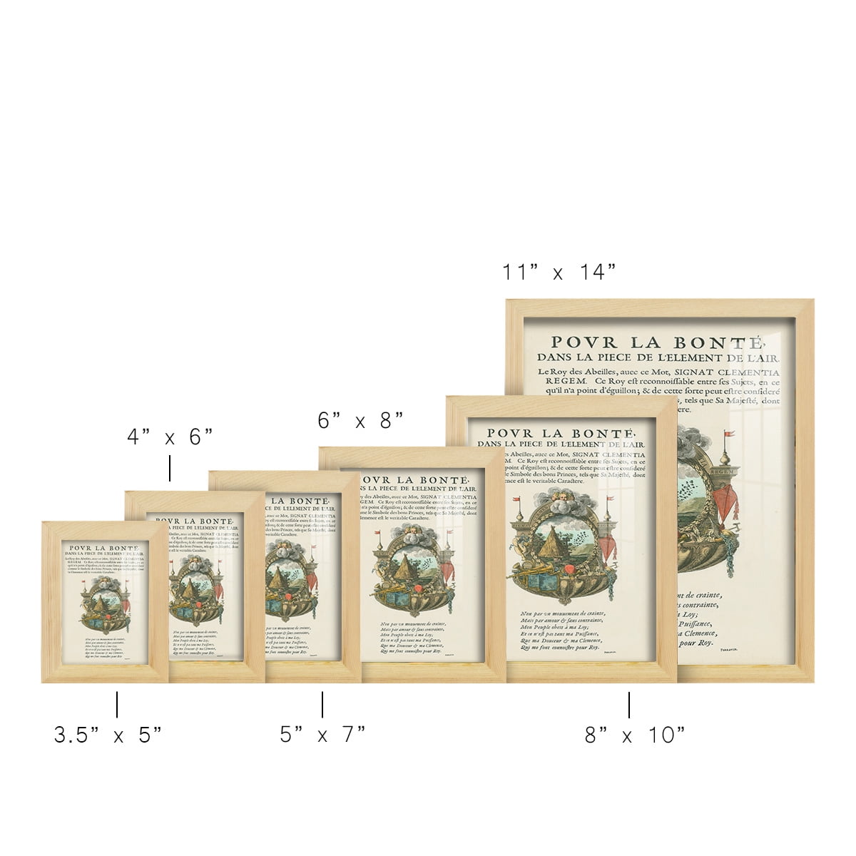 Printed Embellished Bookplate III - Framed Print w/glass - Natural Wood