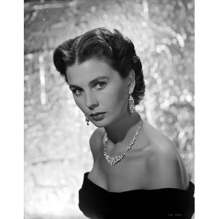 - Jean Simmons Portrait in Black Off Shoulder Dress and Necklace Photo Print
