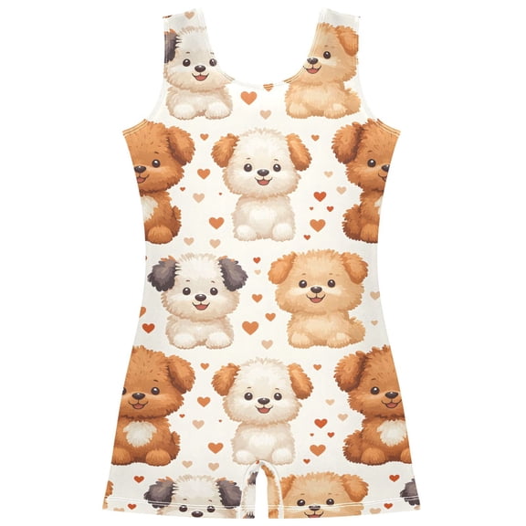 Gymnastics Leotard Sleeveless Fluffypuppyhearts Stretchy Dance Bodysuit Breathable Athletic Ballet Yoga Outfit for Ages 3-14