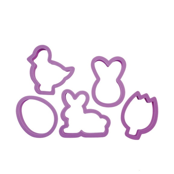 Dengmore Cookie Cutters 5 Pieces Easter Silicone Cookie Cutter Set Egg, Easter Bunny Egg Rabbit