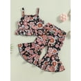 thumbnail image 2 of Bagilaanoe 2pcs Toddler Baby Girl Long Pants Set Floral Print Sleeveless Vest Tops + Flare Trousers 6M 12M 18M 24M 3T 4T Kids Casual Outfits, 2 of 8