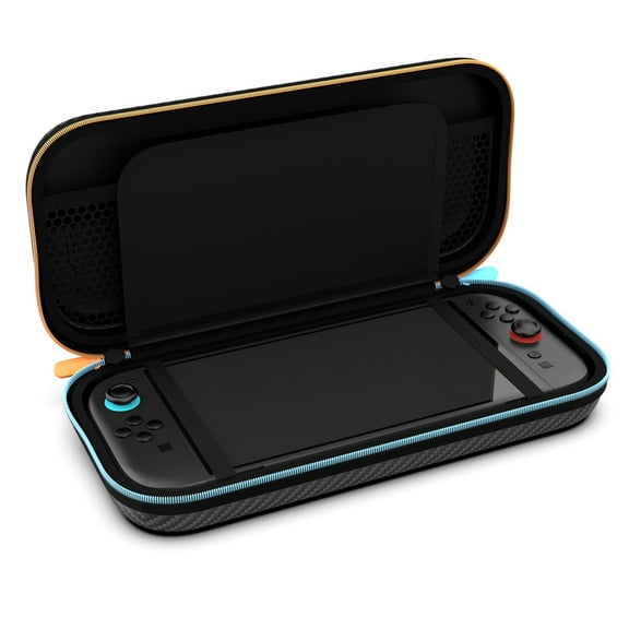 KIPLINK Carbon Fiber Texture Hard Shell Travel Case for Nintendo Switch 2 Console - Slim Portable Carrying Bag with Zipper for Protection