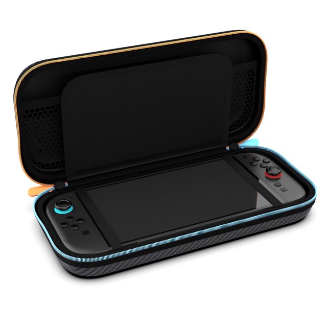 IPEGA Étui Rigide à Texture Fibre de Carbone pour Console Nintendo Switch 2 - Sac de Voyage Portable à Fermeture Éclair avec Sangle de Main, Pochette Protectrice Antichoc pour Accessoires NS2