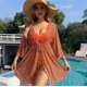 thumbnail image 1 of Conjunto de Bikini con estampado de cebra para mujer, traje de baño de manga larga con realce, cintura alta, color negro, 3 piezas, 1 of 5