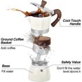 thumbnail image 4 of Espresso Maker, 3 Espresso Cup Moka Pot - 5oz Manual Cuban Coffee Percolator Machine Premium Aluminum Moka Italian Espresso, 4 of 5