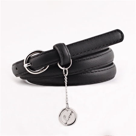 

Fashion Women Vintage Accessorie Letter Pendant Casual Thin Leisure Leather Belt