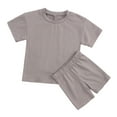 thumbnail image 2 of Yutk 2PC Toddler Girl Short Sets Summer Girls'Suit Candy Color Short-Sleeved Shorts Two-Piece Sports Suit（Coffee，Pink）, 2 of 9